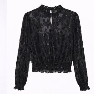 Chic Black Sequin Women's Blouse
